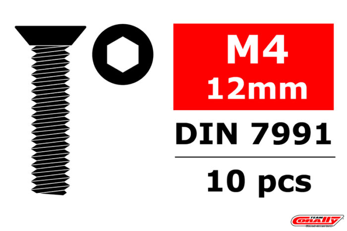 Team Corally Steel Screws M4 x 12mm Hex Flat Head - 10 pcs C-3002-40-12