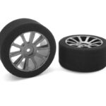 Team Corally Attack foam tires 1/10 GP touring 40 shore 30mm Rear Carbon rims - 2 pcs