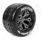 Louise RC MT-ROCKET Hex 14mm  1-10 Monster Truck Tire Set Mounted Sport Black Chrome 2.8 Wheels - Hex 14mm - L-T3201SBCM