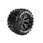 Louise RC MT-UPHILL Hex 14mm  1-10 Monster Truck Tire Set Mounted Sport Black Chrome 2.8 Wheels Hex 14mm - L-T3204SBCM
