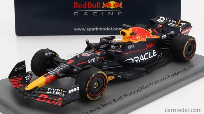 SPARK-MODEL RED BULL F1 RB18 TEAM ORACLE RED BULL RACING N 1 WINNER BELGIUM GP WORLD CHAMPION 2022 MAX VERSTAPPEN - Image 2