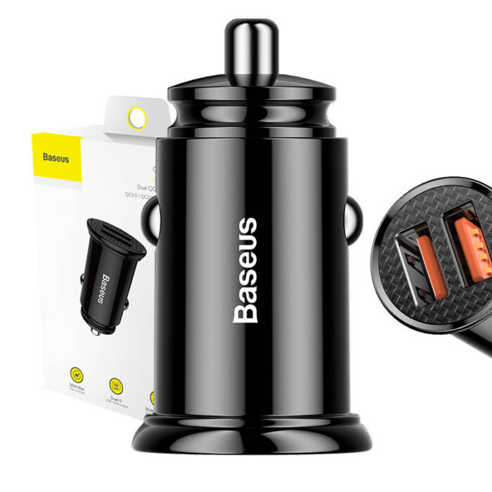 Baseus Circular Car Charger 2xUSB QC3.0 5A 30W (Black) - Image 2
