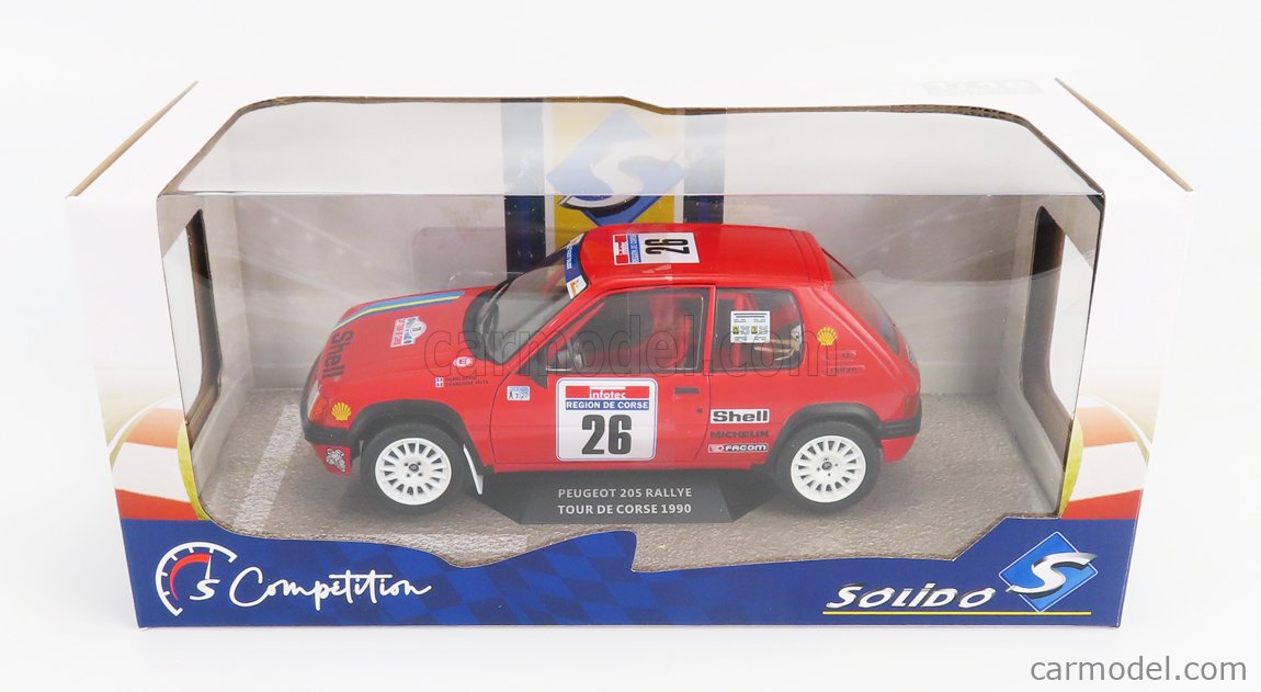 SOLIDO PEUGEOT 205 RALLYE N 26 RALLY TOUR DE CORSE 1990 H.DEVIN - F.VISTE 1/18 - Image 8