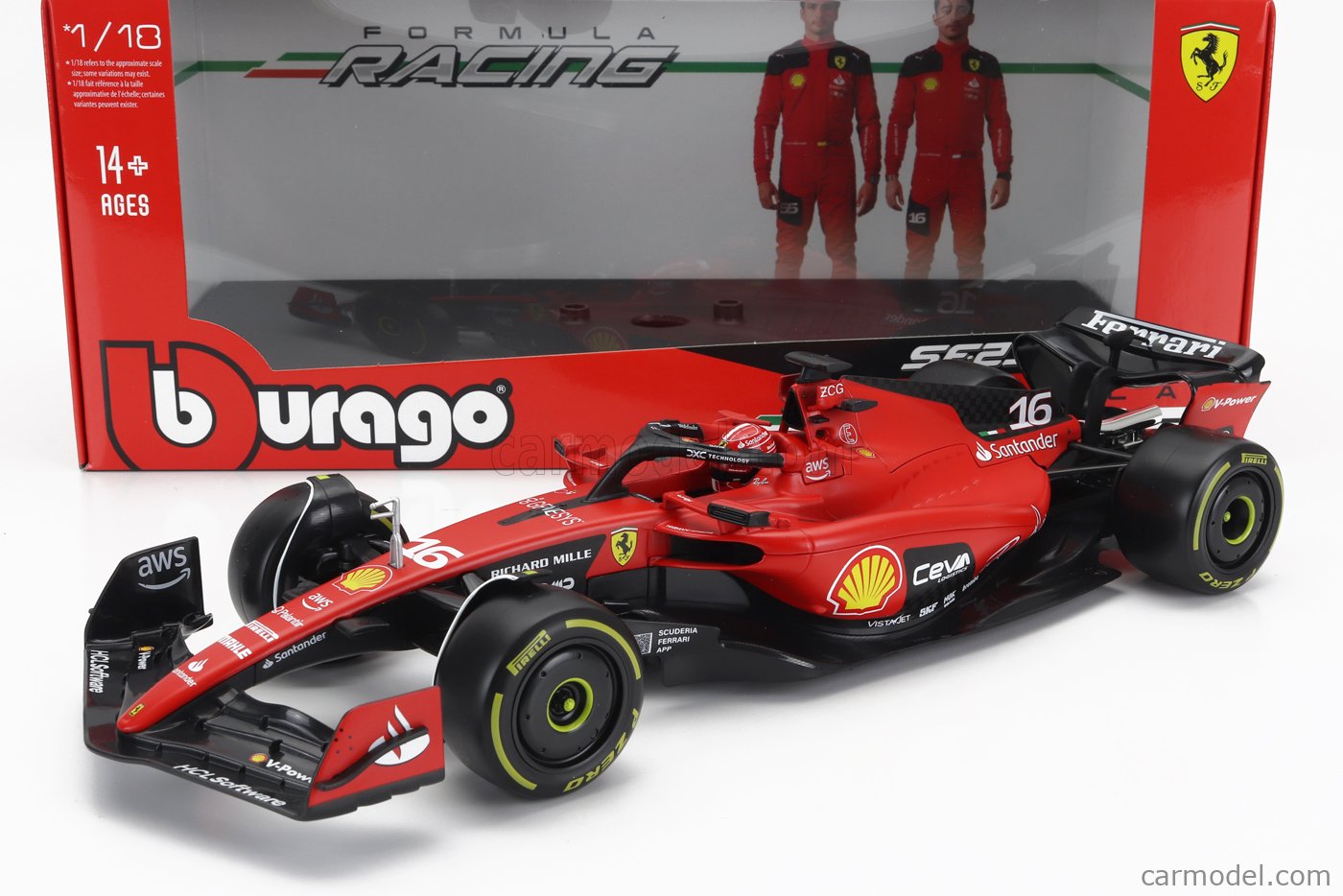 BURAGO FERRARI F1 SF-23 TEAM SCUDERIA FERRARI N 16 SEASON 2023 CHARLES LECLERC 1/18 - Image 2