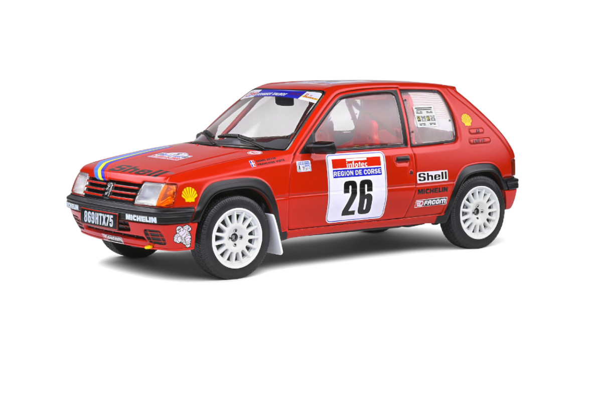SOLIDO PEUGEOT 205 RALLYE N 26 RALLY TOUR DE CORSE 1990 H.DEVIN - F.VISTE 1/18