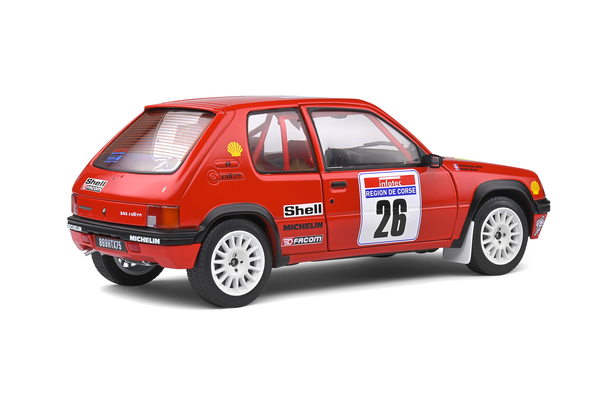 SOLIDO PEUGEOT 205 RALLYE N 26 RALLY TOUR DE CORSE 1990 H.DEVIN - F.VISTE 1/18 - Image 3