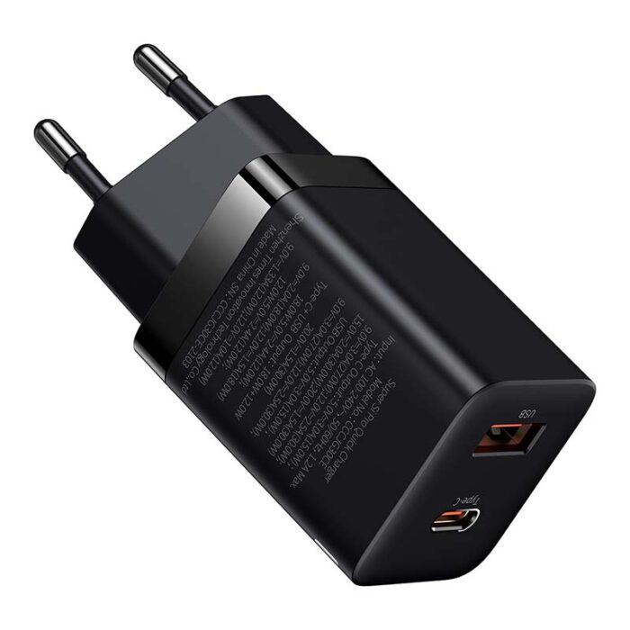 Baseus Super Si Pro Quick Charger USB + USB-C 30W (black) - CCSUPP-E01 - Image 3