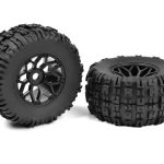 Team Corally Off-Road 1/8 MT Tires - Mud Claws - Glued on Black Rims - 1 pair