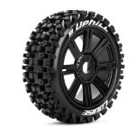 Louise RC B-UPHILL 1-8 Buggy Tire Set - Mounted - Soft - Black Spoke Wheels - Hex 17mm - L-T3271SB