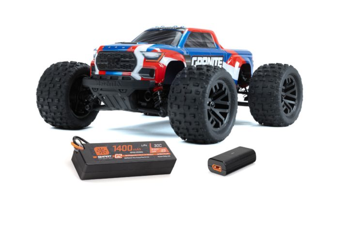 ARRMA 1/18 GRANITE GROM MEGA 380 Brushed 4X4 Monster Truck RTR with Battery & Charger, Blue