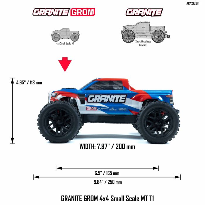 ARRMA 1/18 GRANITE GROM MEGA 380 Brushed 4X4 Monster Truck RTR with Battery & Charger, Blue - Image 14