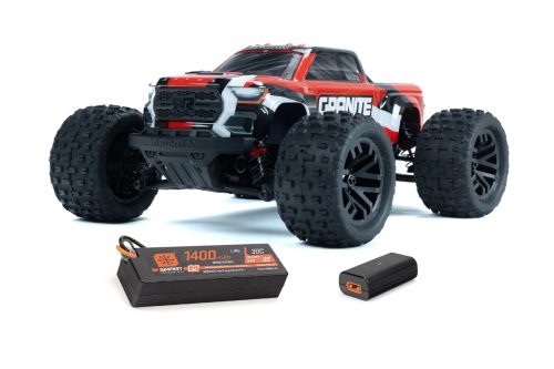 ARRMA 1/18 GRANITE GROM MEGA 380 Brushed 4X4 Monster Truck RTR with Battery & Charger, Red