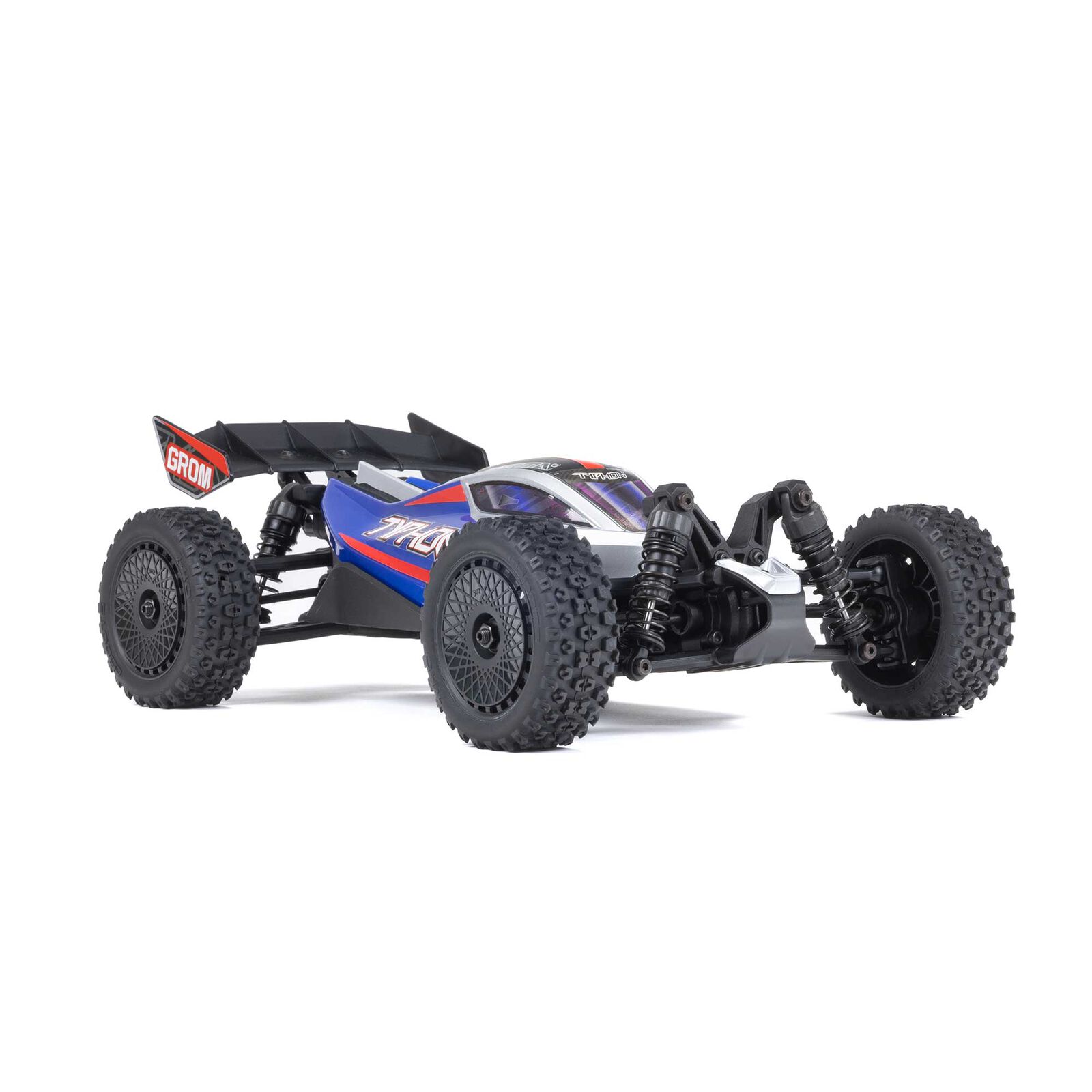 ARRMA TYPHON GROM MEGA 380 Brushed 4X4 Small Scale Buggy RTR with Battery & Charger, Blue/Silver - Image 2