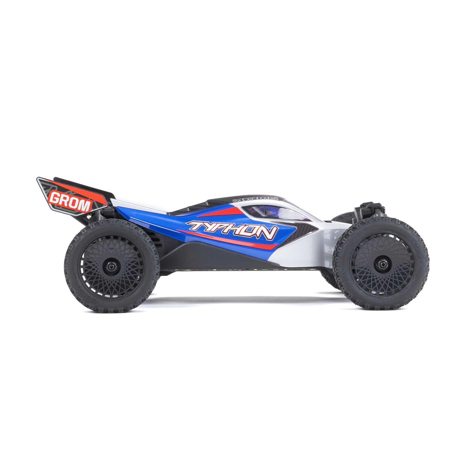 ARRMA TYPHON GROM MEGA 380 Brushed 4X4 Small Scale Buggy RTR with Battery & Charger, Blue/Silver - Image 3