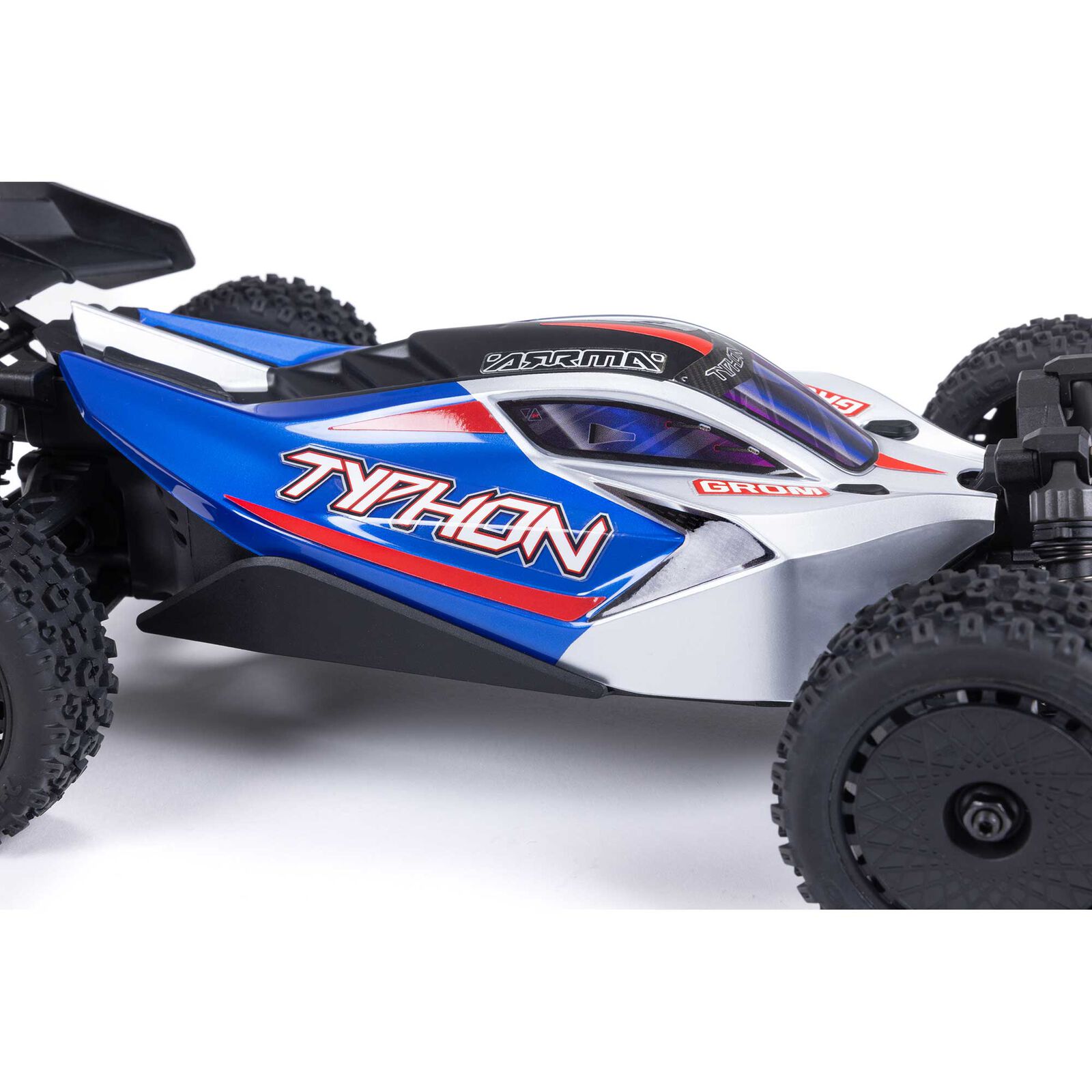 ARRMA TYPHON GROM MEGA 380 Brushed 4X4 Small Scale Buggy RTR with Battery & Charger, Blue/Silver - Image 19