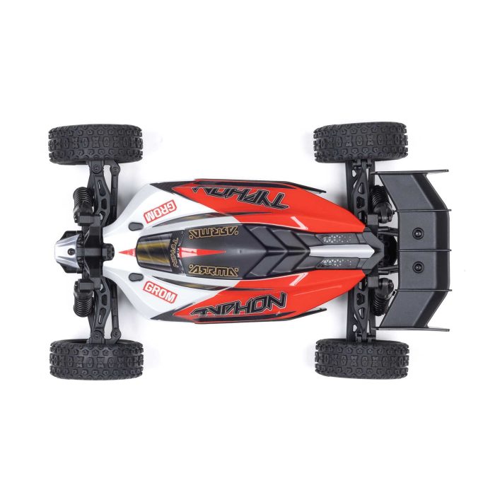 ARRMA TYPHON GROM MEGA 380 Brushed 4X4 Small Scale Buggy RTR with Battery & Charger, Red/White - Image 25