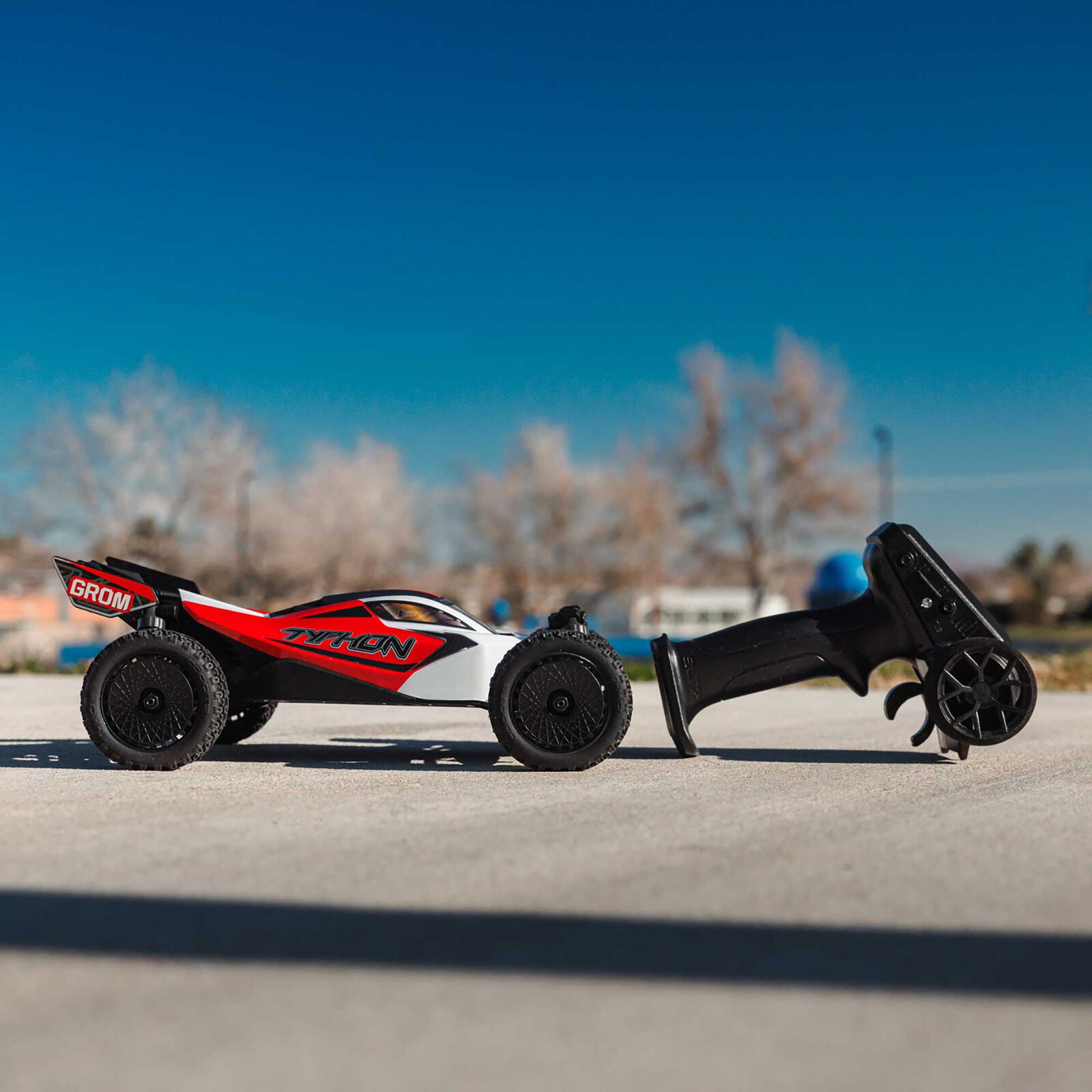 ARRMA TYPHON GROM MEGA 380 Brushed 4X4 Small Scale Buggy RTR with Battery & Charger, Red/White - Image 17