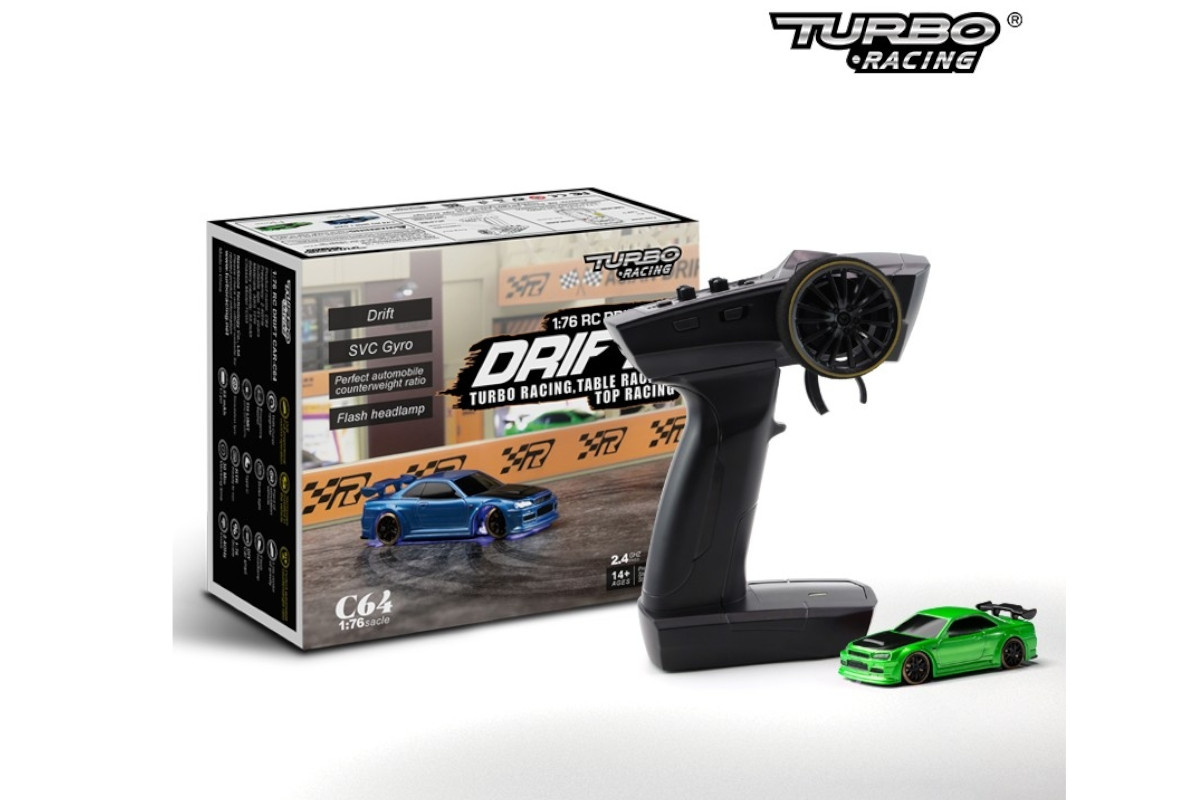 Turbo Racing 1/76 C64 DRIFT RC Car RTR (Metallic green)