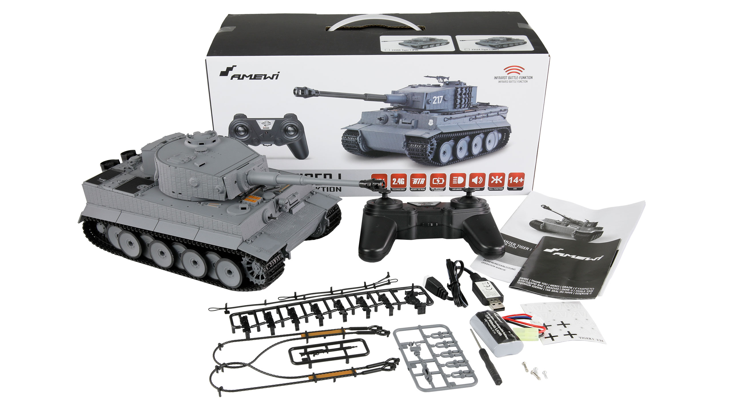 AMEWI TIGER I PV TANK WITH IR BATTLE FUNCTION 1/24 RTR - Image 2