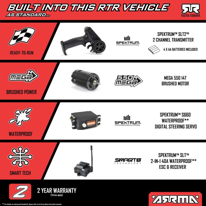 ARRMA 1/10 FURY 2WD RTR Brushed Short Course Truck (Battery & Charger Included), Red - Image 16