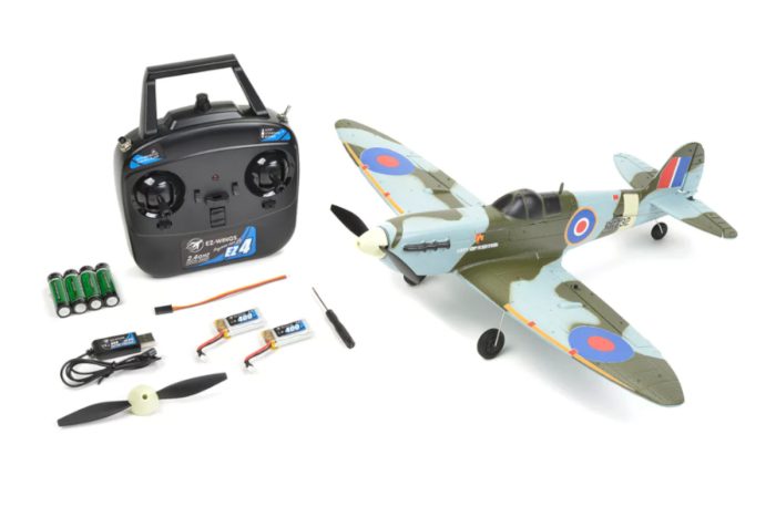 EZ-Wings Mini Spitfire MK II RTF 450mm - 1+1 Li-Po Battery - USB Charger