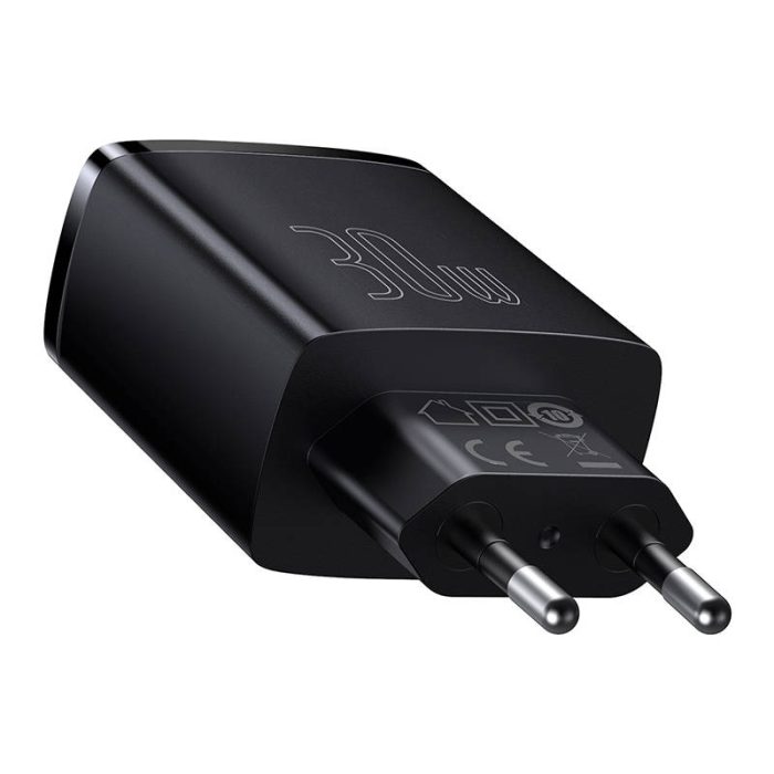Baseus Compact Quick Charger 2xUSB USB-C PD 3A 30W (Μαύρο) - Image 2