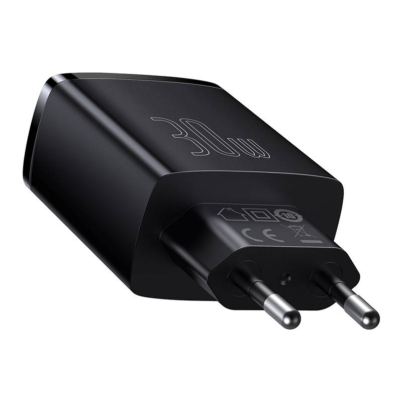 Baseus Compact Quick Charger 2xUSB USB-C PD 3A 30W (Μαύρο) - Image 2