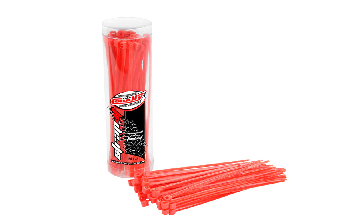Team Corally Strap-it Cable Tie Raps - Red - 2.5x100mm - 50 pcs