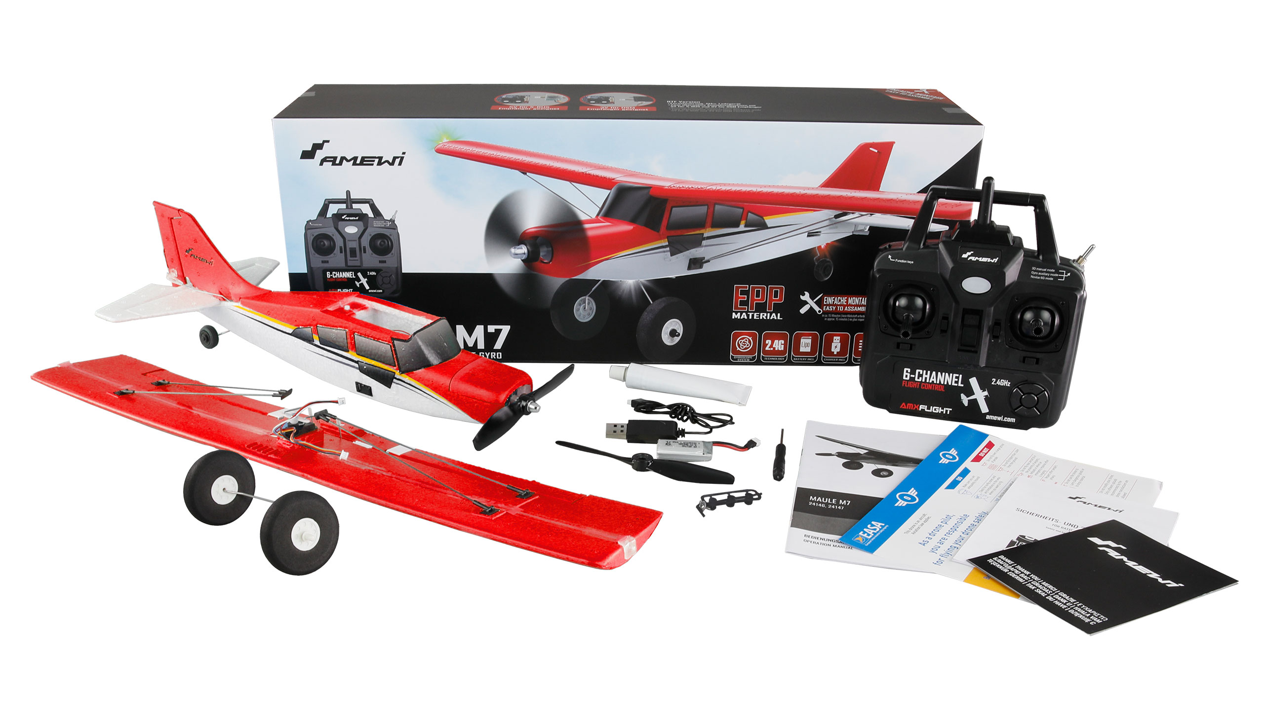 AMEWI MAULE M7 BRUSHLESS 510MM 4-KANAL 3D/6G RTF RED 24146 - Image 2