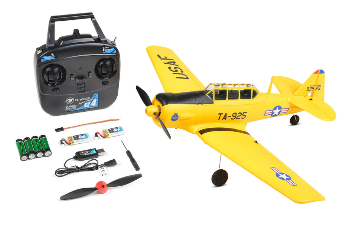 EZ-Wings Mini AT-6 Texan Yellow RTF 450mm 1+1 Li-Po Battery - USB Charger
