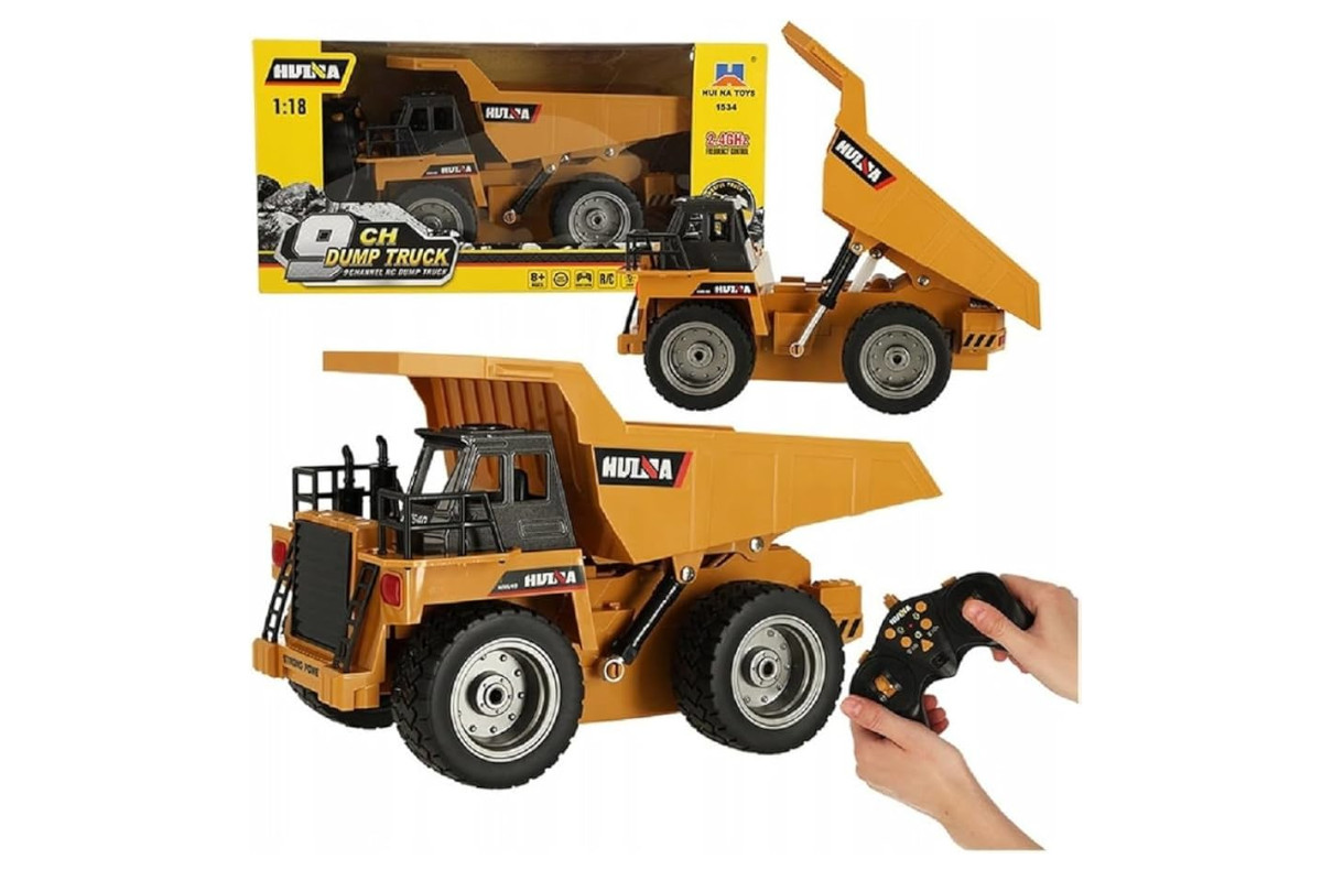 HUINA 1534 1/18TH 2.4G 9CH RC DUMP TRUCK w/DIE CAST CAB