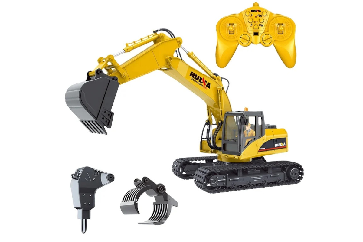 HUINA 1535-1 1/14TH SCALE RC EXCAVATOR 2.4G 15CH w/DIE CAST BUCKET (+ DRILL+ GRIPPER)