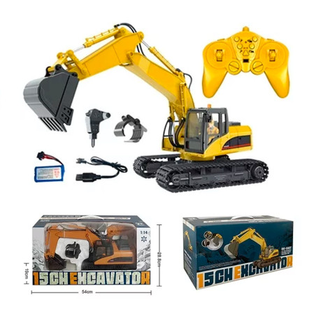 HUINA 1535-1 1/14TH SCALE RC EXCAVATOR 2.4G 15CH w/DIE CAST BUCKET (+ DRILL+ GRIPPER) - Image 2