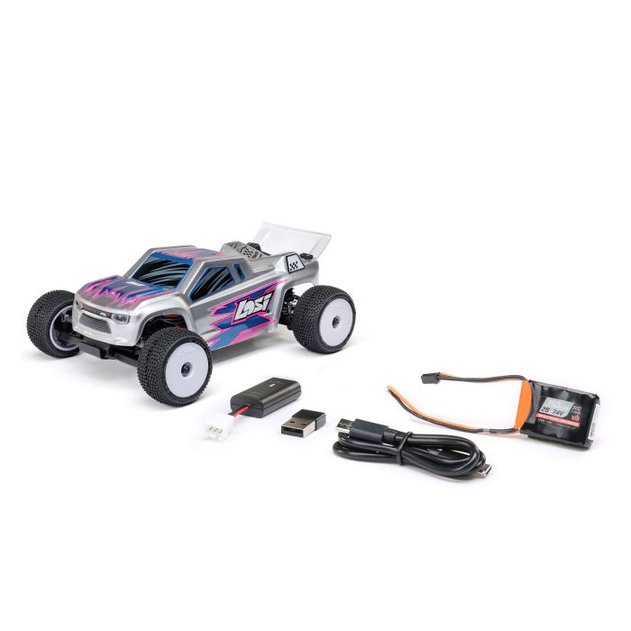 LOSI 1/28 Micro-T 2S 2WD RTR Stadium Truck (Battery & Charger Included), Silver - Image 3