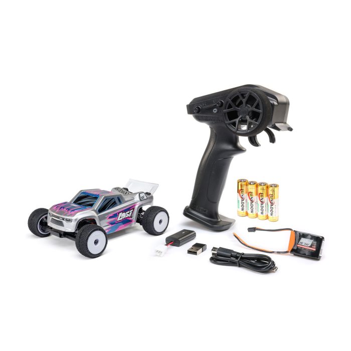 LOSI 1/28 Micro-T 2S 2WD RTR Stadium Truck (Battery & Charger Included), Silver - Image 18