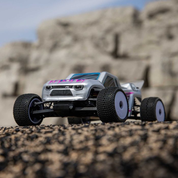 LOSI 1/28 Micro-T 2S 2WD RTR Stadium Truck (Battery & Charger Included), Silver - Image 4