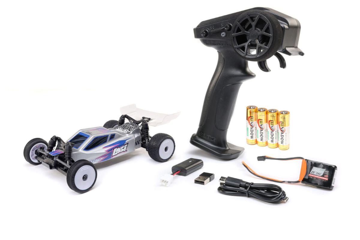 LOSI 1/24 Micro-B 2S 2WD RTR Race Buggy (Battery & Charger Included), Silver LOS00007T2