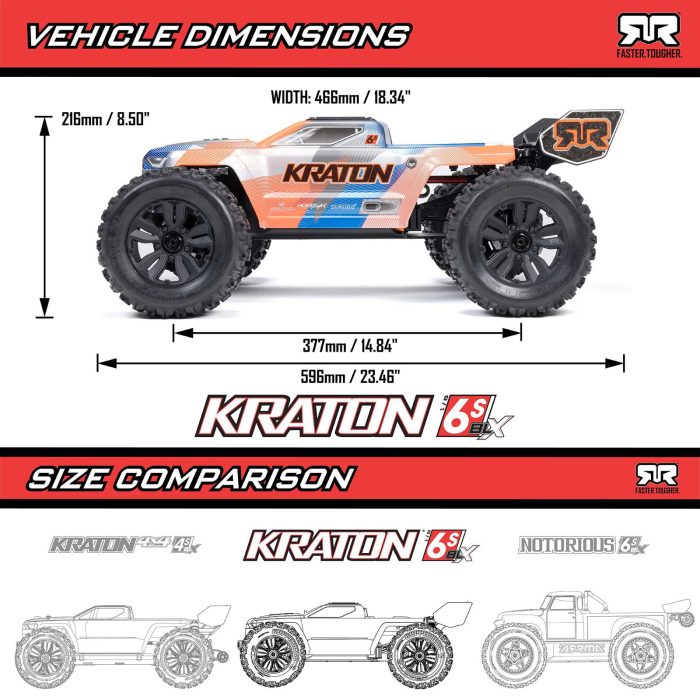ARRMA 1/8 KRATON 6S 4X4 RTR Brushless Speed Truck, Blue/Pink (without Battery - Charger) - Image 21
