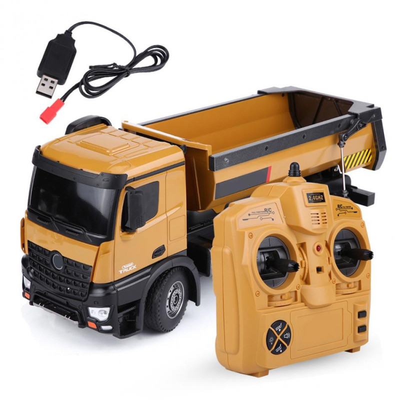 HUINA 1573 1/14 RC TIPPER/DUMP TRUCK 2.4G 10CH WITH DIE CAST CAB, BUCKETS and WHEELS HU1573 - Image 2