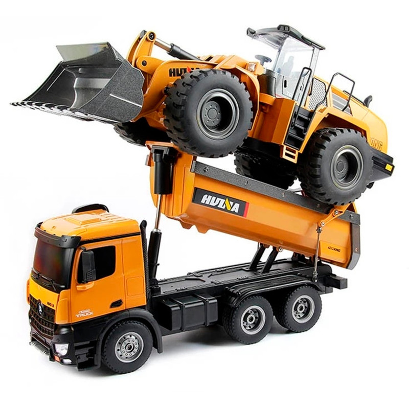 HUINA 1573 1/14 RC TIPPER/DUMP TRUCK 2.4G 10CH WITH DIE CAST CAB, BUCKETS and WHEELS HU1573 - Image 6