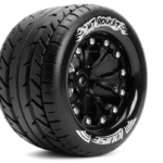 Louise RC MT-ROCKET 1-10 Monster Truck Tire Set - Mounted Sport Black 2.8 Wheels - 0-Offset - Hex 12mm - L-T3201SB