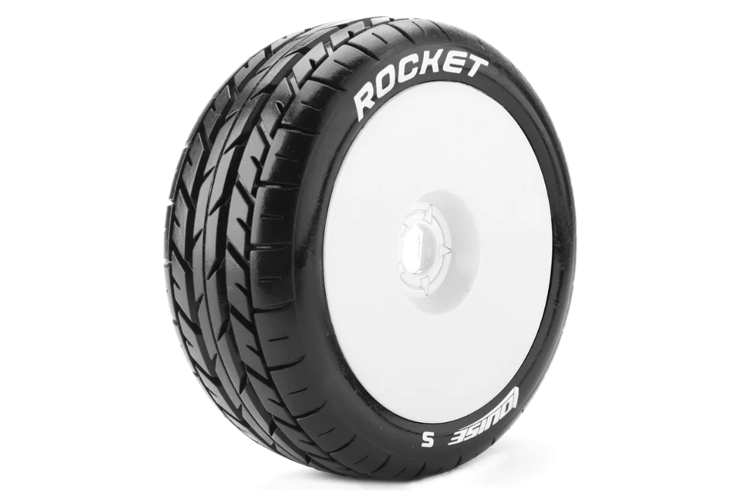 Louise RC B-ROCKET 1-8 Buggy Tire Set Mounted Soft White Wheels - Hex 17mm - L-T3190SW