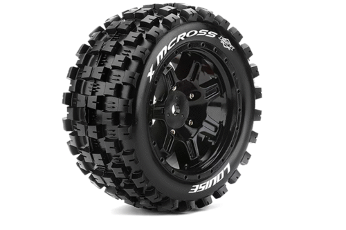 Louise RC MFT X-MCROSS Tire Set for X-Maxx Mounted Sport - Black wheels - Hex 24mm - L-T3352B
