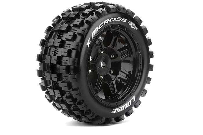 Louise RC MFT X-MCROSS Tire Set for X-Maxx Mounted Sport - Black wheels - Hex 24mm - L-T3352B