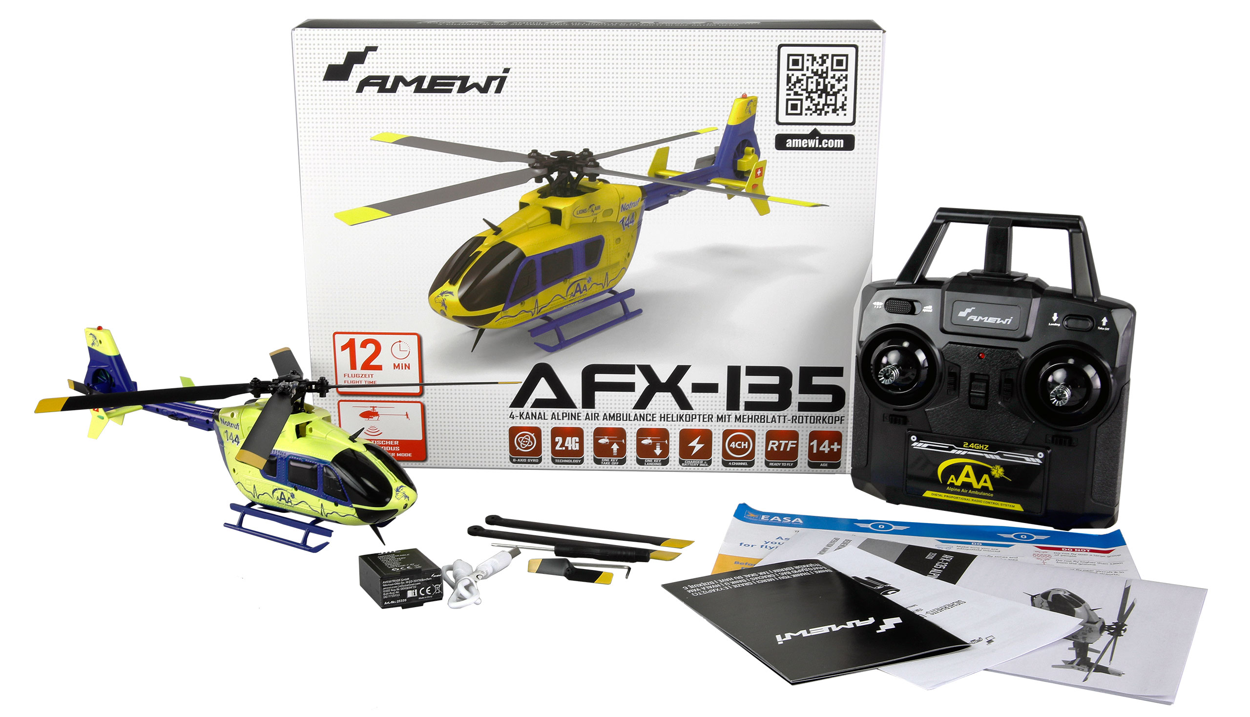 AMEWI AFX-135 Alpine Air Ambulance Helicopter 4-Channel 6G RTF 25339 - Image 3