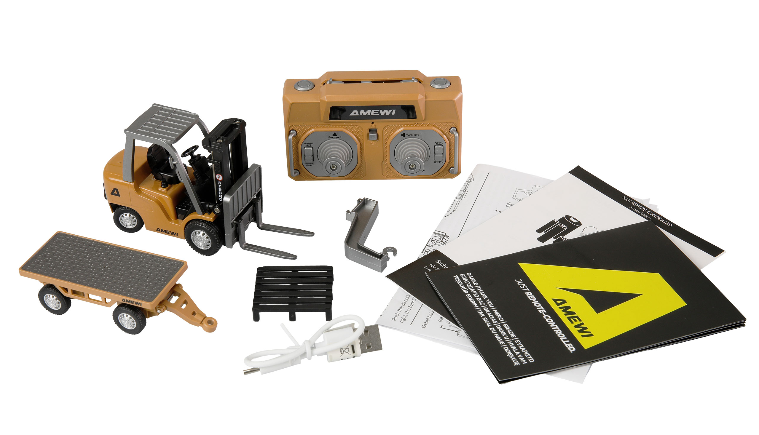 AMEWI Mini Metal Forklift with Trailer proportional 8-channel 1/64 RTR - 22745 - Image 3