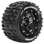 Louise RC MFT MT-PIONEER Tire Set for Maxx Mounted Sport Black Chrome 3.8 Bead-Lock Wheels - 1/2-Offset - Hex 17mm - L-T3329SBC