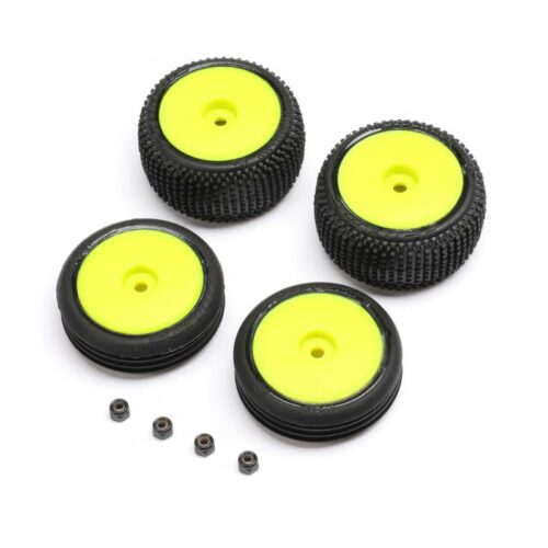 LOSI Tires & Wheels Mounted, Yellow: FOR LOSI Micro-B 1:24