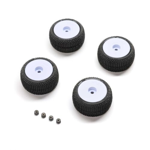 PROLINE Blockade Tire, Pro-Line OE, Wheel, White, Mounted: FOR LOSI Micro -T 1:28