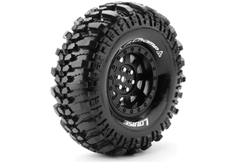 Louise RC CR-CHAMP 1-10 Crawler Tire Set - Mounted - Super Soft - Black 1.9 Wheels - Hex 12mm - L-T3231VB